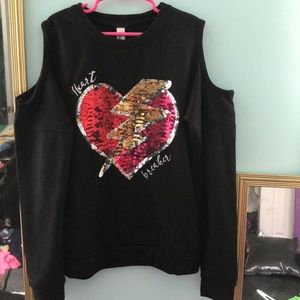 Long sleeve black cold shoulder blouse